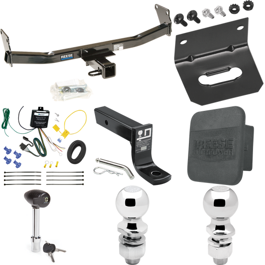 Fits 2007-2010 Jeep Compass Trailer Hitch Tow PKG w/ 4-Flat Wiring + Ball Mount w/ 4" Drop + 2" Ball + 2-5/16" Ball + Wiring Bracket + Hitch Lock + Hitch Cover (For Rallye Edition Models) By Reese Towpower