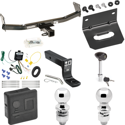 Fits 2007-2007 Jeep Patriot Trailer Hitch Tow PKG w/ 4-Flat Wiring + Ball Mount w/ 4" Drop + 2" Ball + 2-5/16" Ball + Wiring Bracket + Hitch Lock + Hitch Cover By Draw-Tite