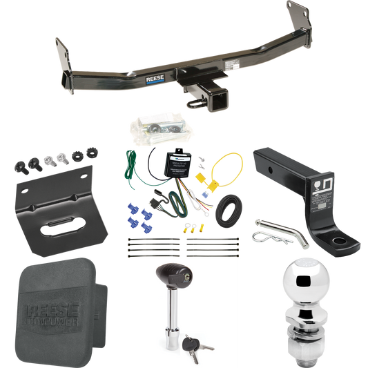 Fits 2007-2007 Jeep Patriot Trailer Hitch Tow PKG w/ 4-Flat Wiring + Ball Mount w/ 4" Drop + 2" Ball + Wiring Bracket + Hitch Lock + Hitch Cover By Reese Towpower