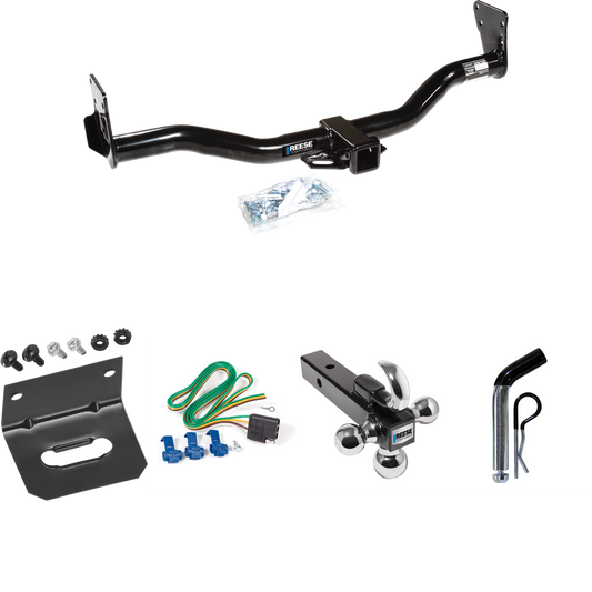 Fits 1995-2002 GMC Jimmy Trailer Hitch Tow PKG w/ 4-Flat Wiring Harness + Triple Ball Ball Mount 1-7/8" & 2" & 2-5/16" Trailer Balls w/ Tow Hook + Pin/Clip + Wiring Bracket By Reese Towpower