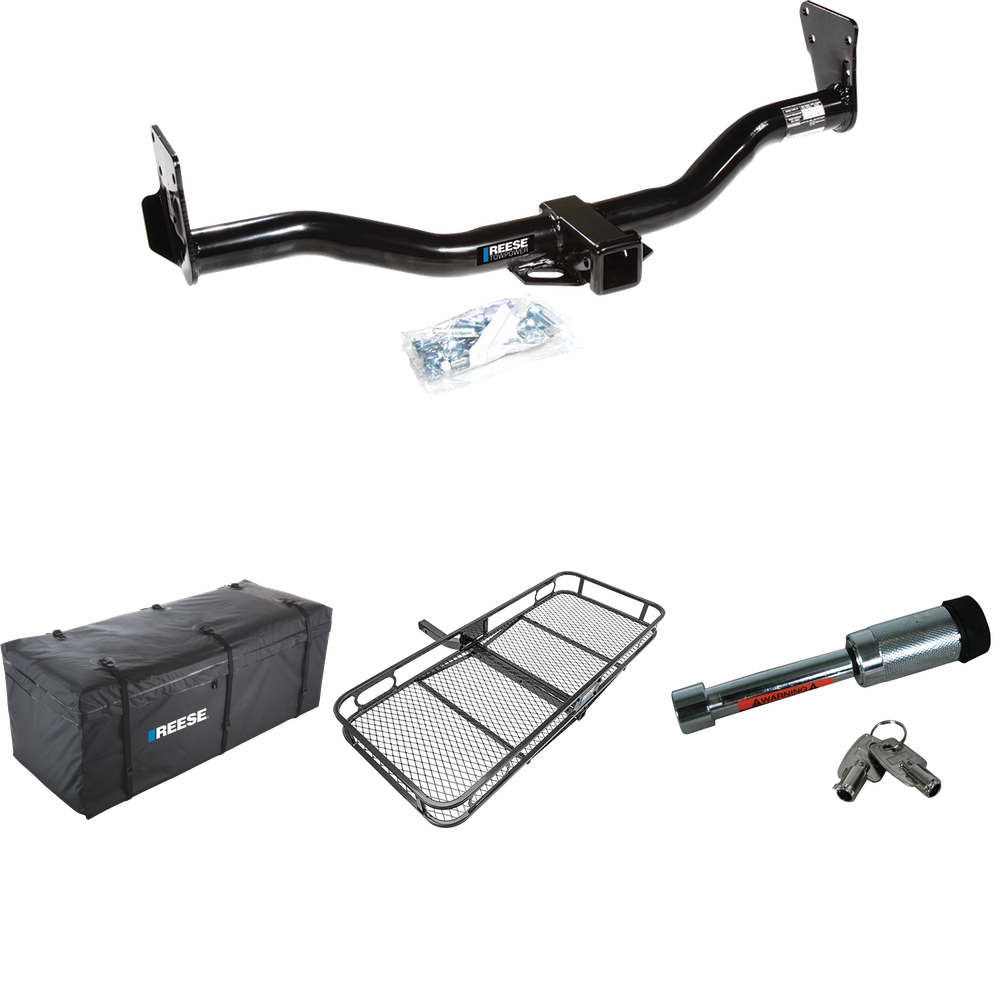 Fits 1995-2002 GMC Jimmy Trailer Hitch Tow PKG w/ 60" x 24" Cargo Carrier + Cargo Bag + Hitch Lock By Reese Towpower