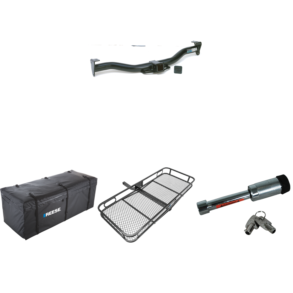 Fits 1996-2001 Oldsmobile Bravada Trailer Hitch Tow PKG w/ 60" x 24" Cargo Carrier + Cargo Bag + Hitch Lock By Reese Towpower