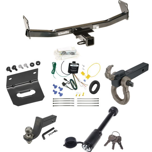 Fits 2007-2010 Jeep Compass Trailer Hitch Tow PKG w/ 4-Flat Wiring + Interlock Tactical Starter Kit w/ 3-1/4" Drop & 2" Ball + Tactical Hook & Shackle Mount + Tactical Dogbone Lock + Wiring Bracket (For Rallye Edition Models) By Draw-Tite