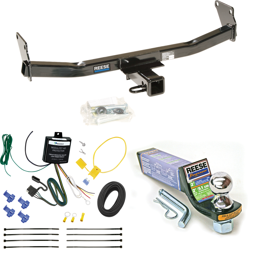 Fits 2007-2010 Jeep Compass Trailer Hitch Tow PKG w/ 4-Flat Wiring + Starter Kit Ball Mount w/ 2" Drop & 1-7/8" Ball (For Rallye Edition Models) By Reese Towpower