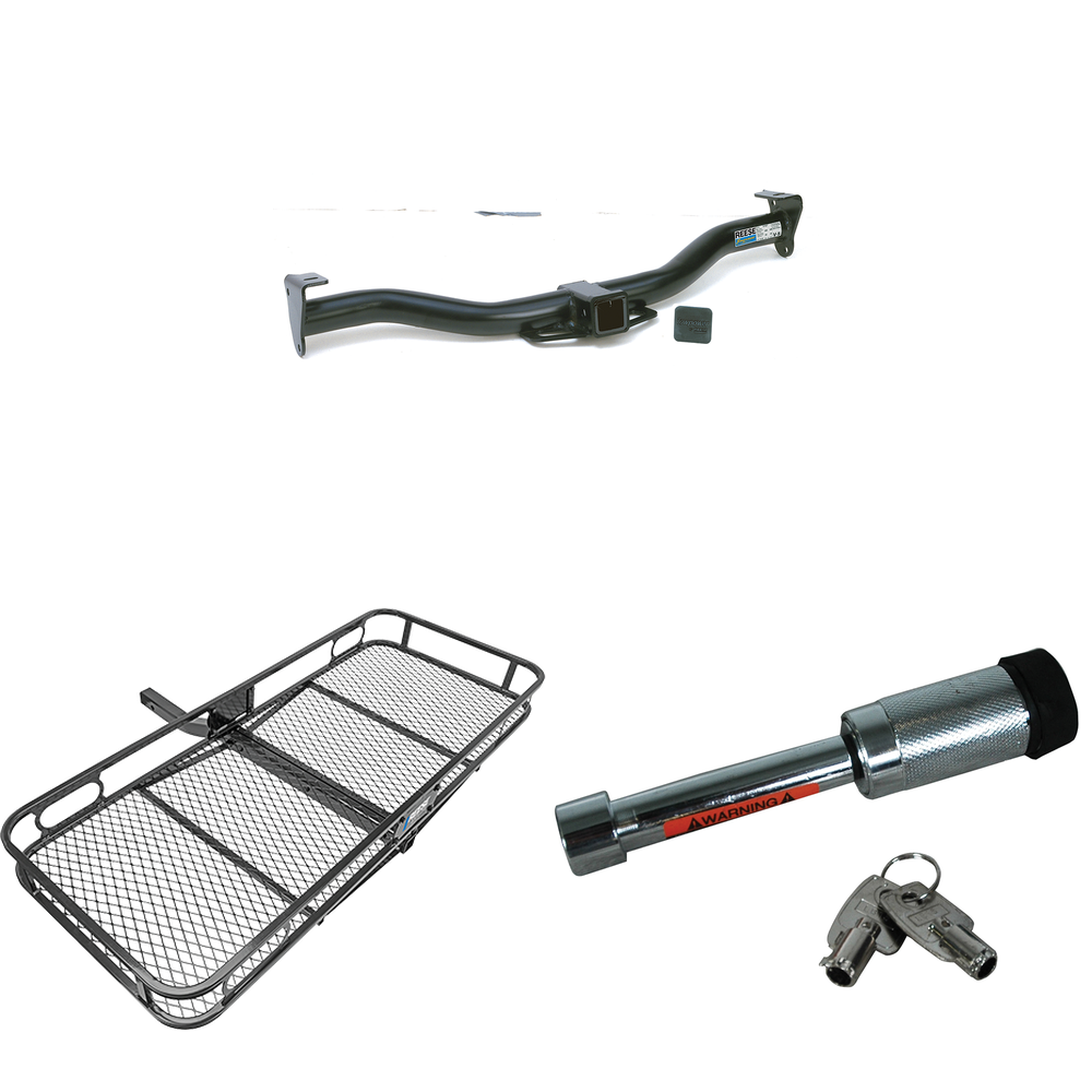 Fits 1992-2002 Ford E-150 Econoline Trailer Hitch Tow PKG w/ 60" x 24" Cargo Carrier + Hitch Lock By Reese Towpower