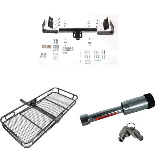 Fits 1983-1984 GMC S15 Trailer Hitch Tow PKG w/ 60" x 24" Cargo Carrier + Hitch Lock (For w/Standard Bed & Step Bumper Models) By Reese Towpower