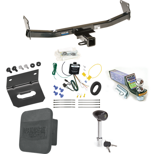 Fits 2007-2010 Jeep Compass Trailer Hitch Tow PKG w/ 4-Flat Wiring + Starter Kit Ball Mount w/ 2" Drop & 1-7/8" Ball + Wiring Bracket + Hitch Lock + Hitch Cover By Reese Towpower