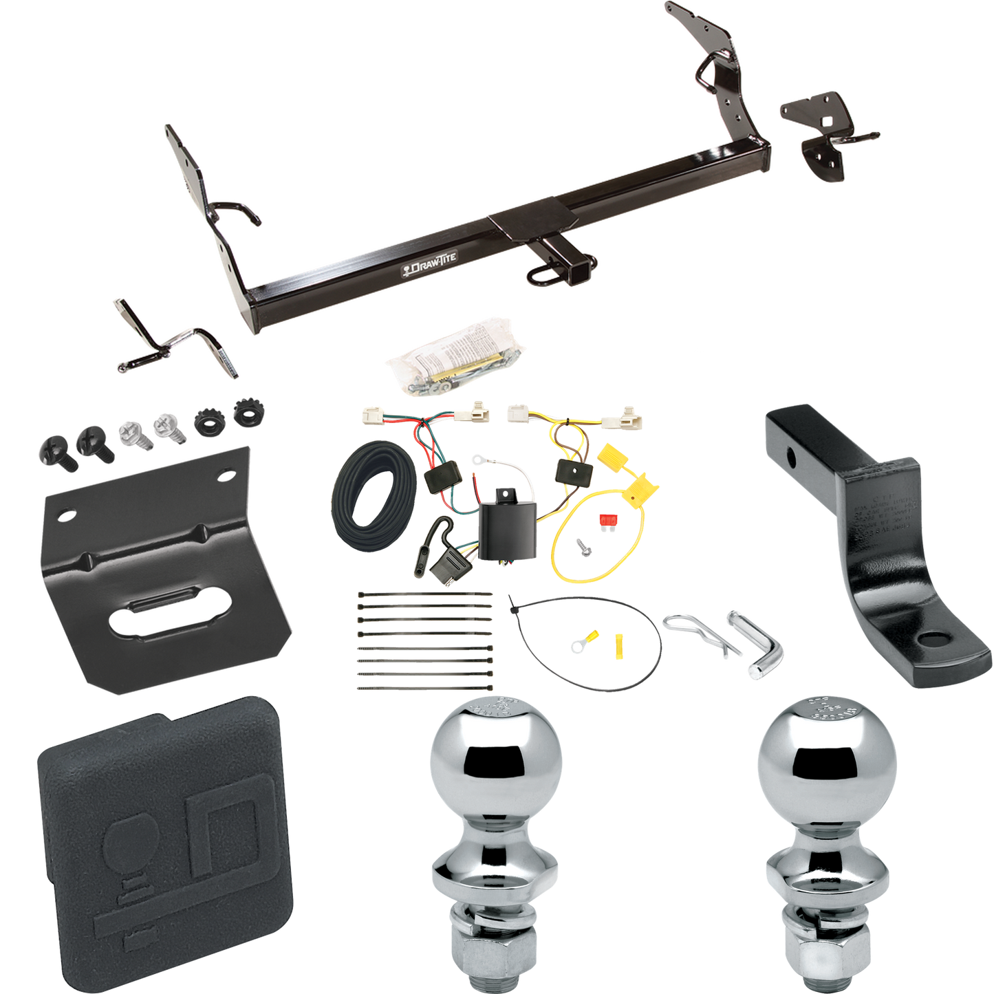 Se adapta al paquete de enganche de remolque Toyota Avalon 2011-2012 con arnés de cableado plano de 4 + barra de tracción + bola de 1-7/8" + bola de 2" + soporte de cableado + cubierta de enganche de Draw-Tite