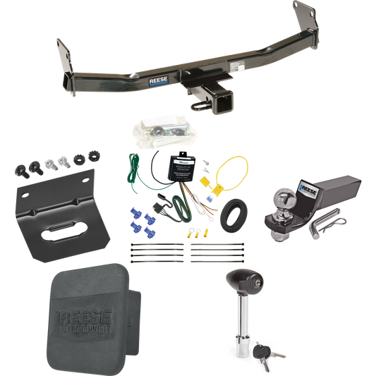 Fits 2007-2007 Jeep Patriot Trailer Hitch Tow PKG w/ 4-Flat Wiring + Starter Kit Ball Mount w/ 2" Drop & 2" Ball + 1-7/8" Ball + Wiring Bracket + Hitch Lock + Hitch Cover By Reese Towpower