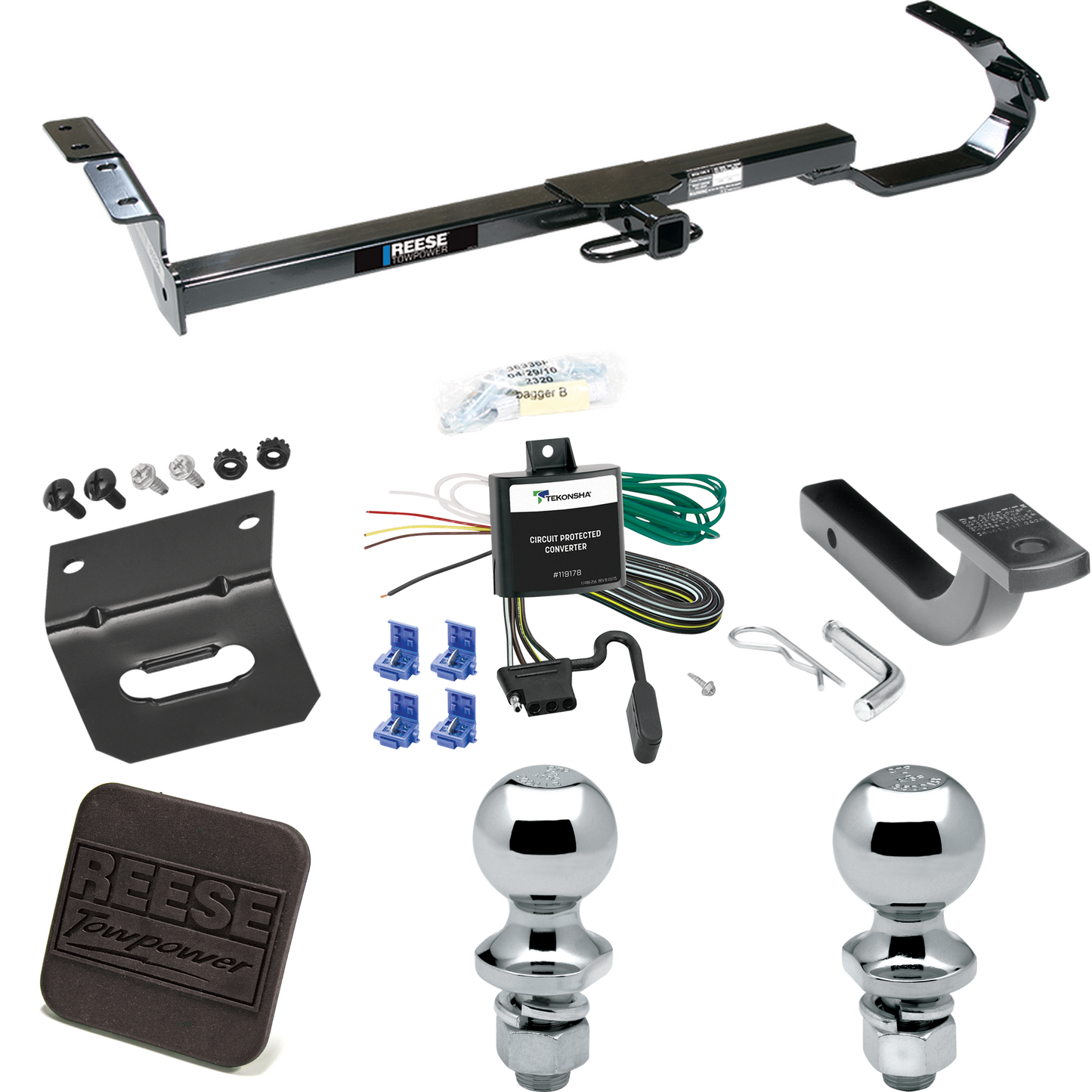 Fits 1999-2003 Toyota Solara Trailer Hitch Tow PKG w/ 4-Flat Wiring Harness + Draw-Bar + 1-7/8" + 2" Ball + Wiring Bracket + Hitch Cover By Reese Towpower