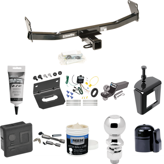 Fits 2007-2007 Jeep Patriot Trailer Hitch Tow PKG w/ 4-Flat Wiring + Starter Kit Ball Mount w/ 2" Drop & 2" Ball + 2-5/16" Ball + Wiring Bracket + Dual Hitch & Coupler Locks + Hitch Cover + Wiring Tester + Ball Lube +Electric Grease + Ball Wrench + A