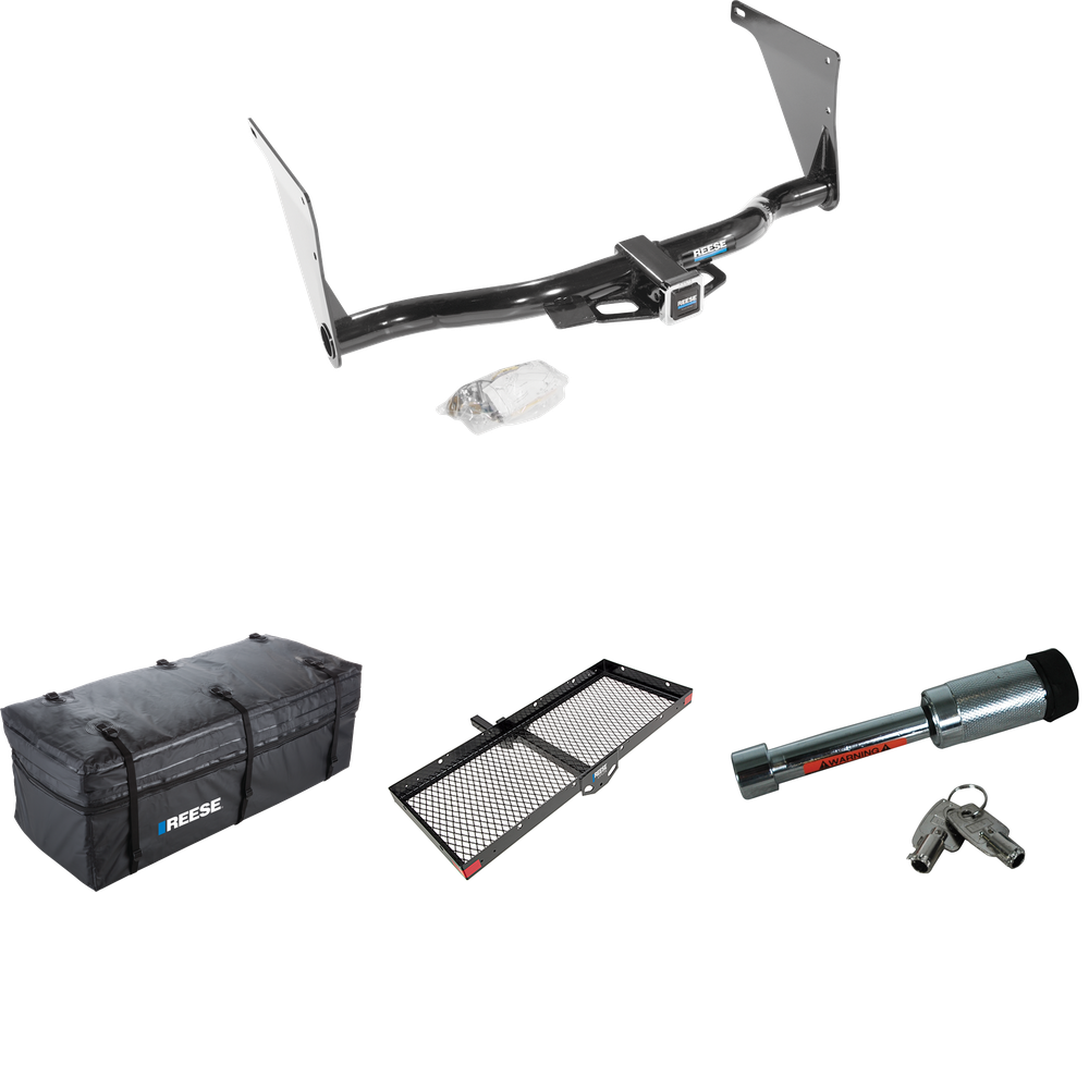 Fits 2013-2019 Ford Escape Trailer Hitch Tow PKG w/ 48" x 20" Cargo Carrier + Cargo Bag + Hitch Lock By Reese Towpower