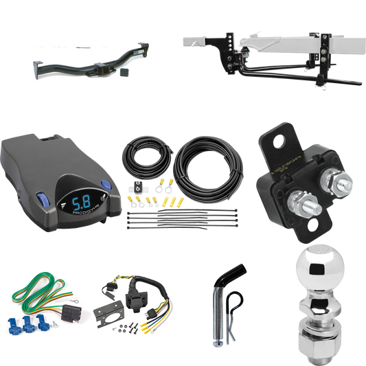 Fits 2009-2014 Ford E-250 Econoline Trailer Hitch Tow PKG w/ 6K Round Bar Weight Distribution Hitch w/ 2-5/16" Ball + 2" Ball + Pin/Clip + Tekonsha Prodigy P2 Brake Control + 7-Way RV Wiring (Excludes: E-250 Super Wagon Cargo Van Models) By Reese Tow