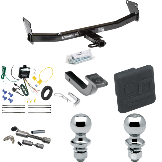 Fits 2007-2007 Jeep Patriot Trailer Hitch Tow PKG w/ 4-Flat Wiring Harness + Draw-Bar + 1-7/8" + 2" Ball + Hitch Cover + Dual Hitch & Coupler Locks By Draw-Tite