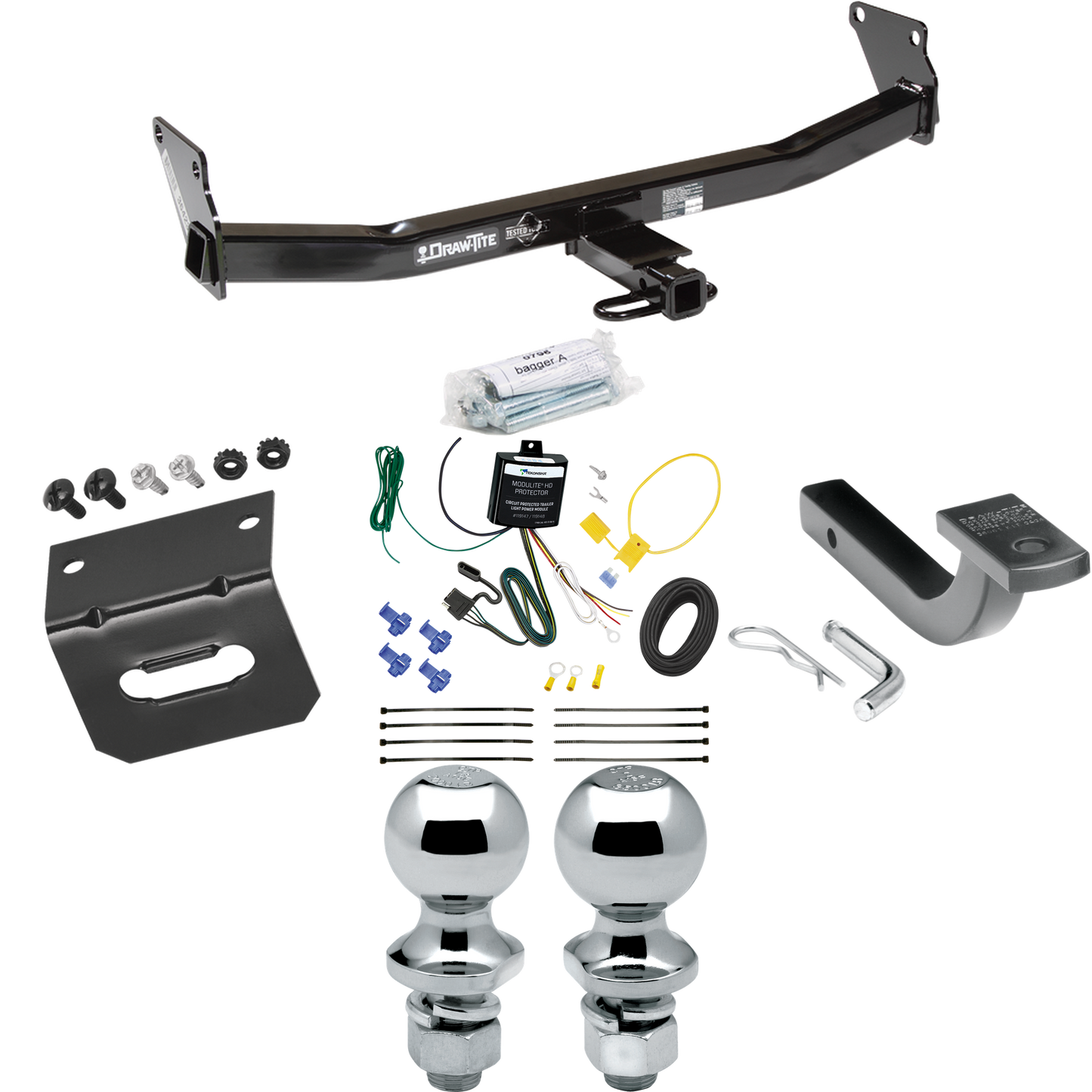 Se adapta al paquete de enganche de remolque Jeep Compass 2007-2010 con arnés de cableado plano de 4 + barra de tracción + bola de 1-7/8" + 2" + soporte de cableado (para modelos Rallye Edition) de Draw-Tite