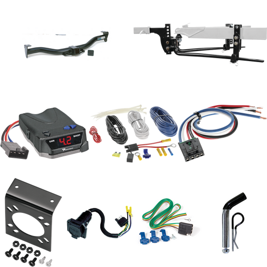 Fits 2009-2014 Ford E-250 Econoline Trailer Hitch Tow PKG w/ 6K Round Bar Weight Distribution Hitch w/ 2-5/16" Ball + Pin/Clip + Tekonsha BRAKE-EVN Brake Control + Generic BC Wiring Adapter + 7-Way RV Wiring (Excludes: E-250 Super Wagon Cargo Van Mod