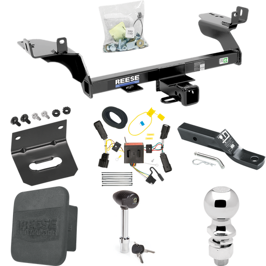 Fits 2013-2016 Ford Escape Trailer Hitch Tow PKG w/ 4-Flat Wiring + Ball Mount w/ 2" Drop + 2-5/16" Ball + Wiring Bracket + Hitch Lock + Hitch Cover By Reese Towpower