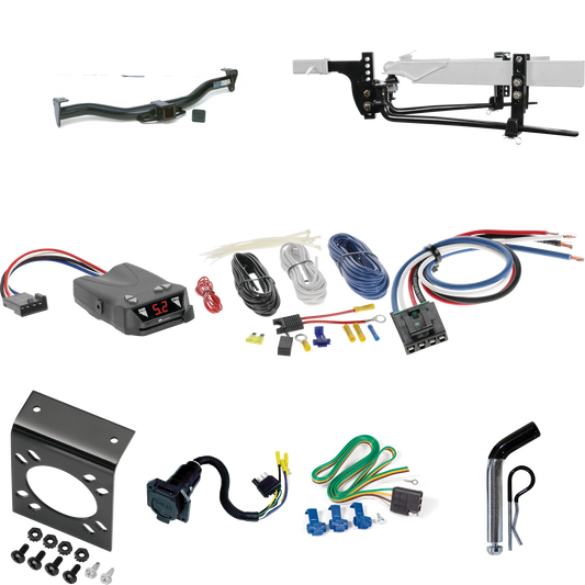 Fits 1996-1999 Chevrolet Express 2500 Trailer Hitch Tow PKG w/ 6K Round Bar Weight Distribution Hitch w/ 2-5/16" Ball + Pin/Clip + Tekonsha Brakeman IV Brake Control + Generic BC Wiring Adapter + 7-Way RV Wiring By Reese Towpower