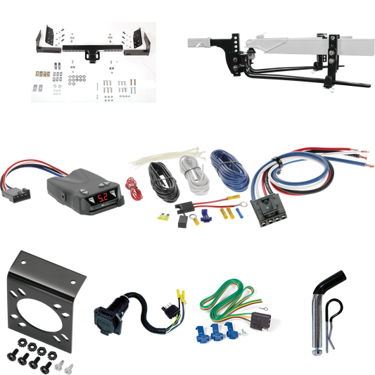 Fits 1992-1994 Chevrolet Blazer Trailer Hitch Tow PKG w/ 6K Round Bar Weight Distribution Hitch w/ 2-5/16" Ball + Pin/Clip + Tekonsha Brakeman IV Brake Control + Generic BC Wiring Adapter + 7-Way RV Wiring By Reese Towpower