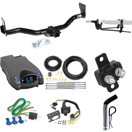 Fits 1995-2002 GMC Jimmy Trailer Hitch Tow PKG w/ 6K Round Bar Weight Distribution Hitch w/ 2-5/16" Ball + Pin/Clip + Tekonsha Prodigy P2 Brake Control + 7-Way RV Wiring By Reese Towpower