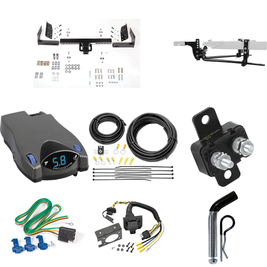 Fits 1997-1997 Ford Aerostar Trailer Hitch Tow PKG w/ 6K Round Bar Weight Distribution Hitch w/ 2-5/16" Ball + Pin/Clip + Tekonsha Prodigy P2 Brake Control + 7-Way RV Wiring (For Extended Body Models) By Reese Towpower