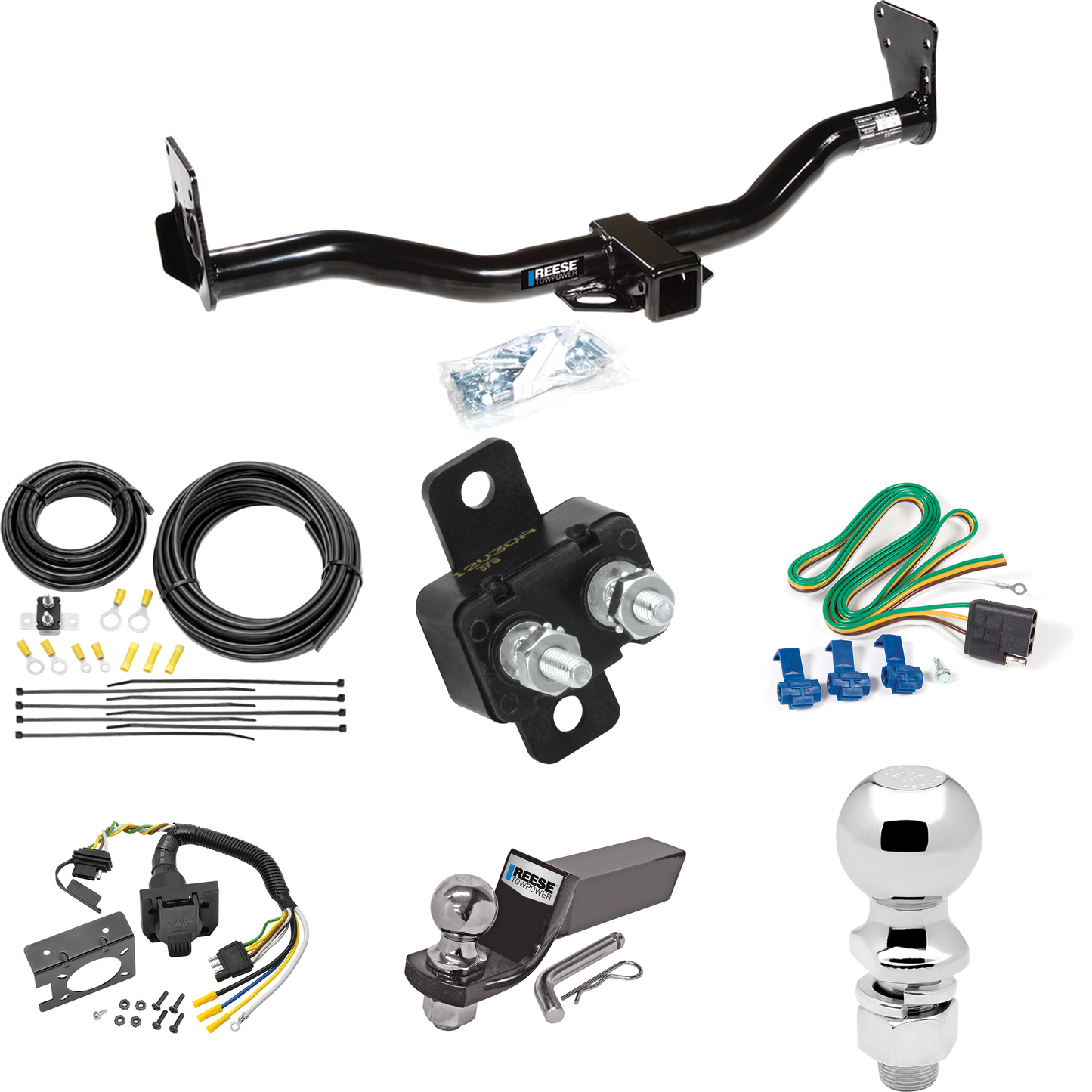 Fits 1995-2002 GMC Jimmy Trailer Hitch Tow PKG w/ 7-Way RV Wiring + 2" & 2-5/16" Ball + Drop Mount By Reese Towpower