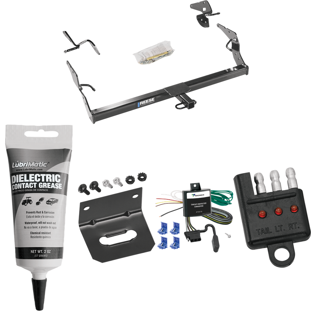 Se adapta al paquete de remolque de enganche de remolque Toyota Avalon 2005-2010 con arnés de cableado plano de 4 + soporte + probador + grasa de contacto eléctrico de Reese Towpower