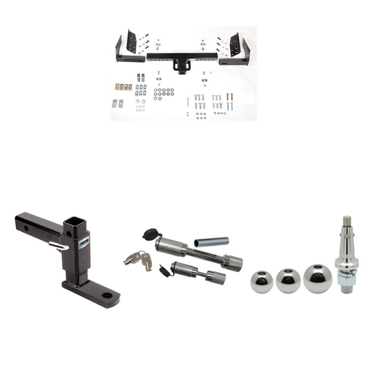 Se adapta al paquete de enganche de remolque Plymouth Voyager 1984-2000 con soporte de bola de elevación ajustable + enganche doble y cerraduras Copler + bolas intercambiables de 1-7/8", 2" y 2-5/16" de Reese Towpower