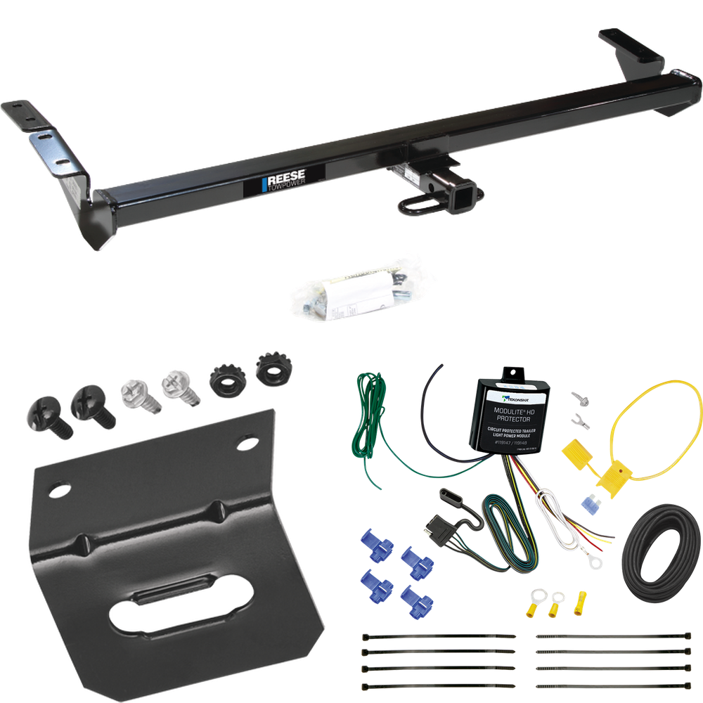 Se adapta al paquete de enganche de remolque Toyota Avalon 2000-2004 con arnés de cableado plano de 4 + soporte de Reese Towpower