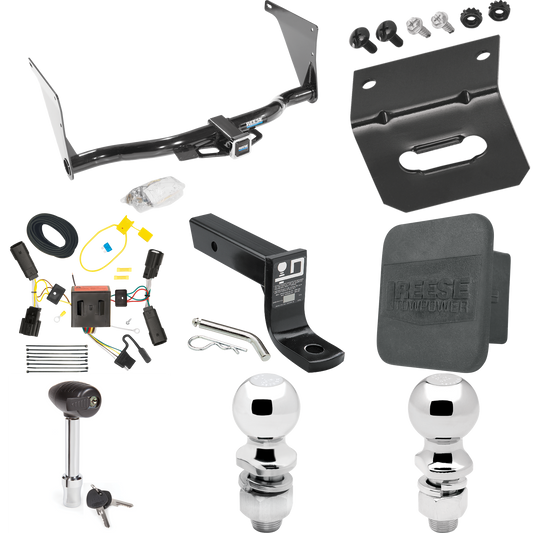 Fits 2013-2016 Ford Escape Trailer Hitch Tow PKG w/ 4-Flat Wiring + Ball Mount w/ 4" Drop + 2" Ball + 2-5/16" Ball + Wiring Bracket + Hitch Lock + Hitch Cover By Reese Towpower