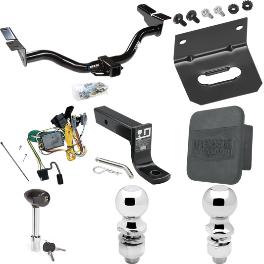 Fits 2001-2003 Mazda Tribute Trailer Hitch Tow PKG w/ 4-Flat Wiring + Ball Mount w/ 4" Drop + 2" Ball + 2-5/16" Ball + Wiring Bracket + Hitch Lock + Hitch Cover By Reese Towpower