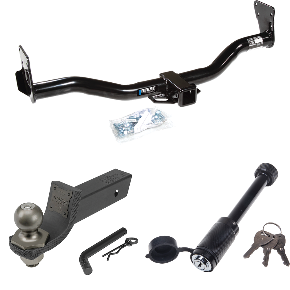 Fits 1995-2002 GMC Jimmy Trailer Hitch Tow PKG + Interlock Tactical Starter Kit w/ 2" Drop & 2" Ball + Tactical Dogbone Lock By Reese Towpower