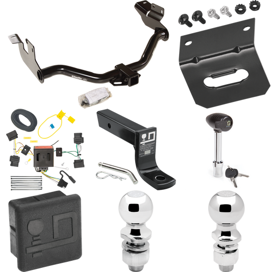 Se adapta al paquete de enganche de remolque Mazda Tribute 2008-2011 con cableado plano de 4 + soporte de bola con caída de 4" + bola de 2" + bola de 2-5/16" + soporte de cableado + bloqueo de enganche + cubierta de enganche de Draw-Tite