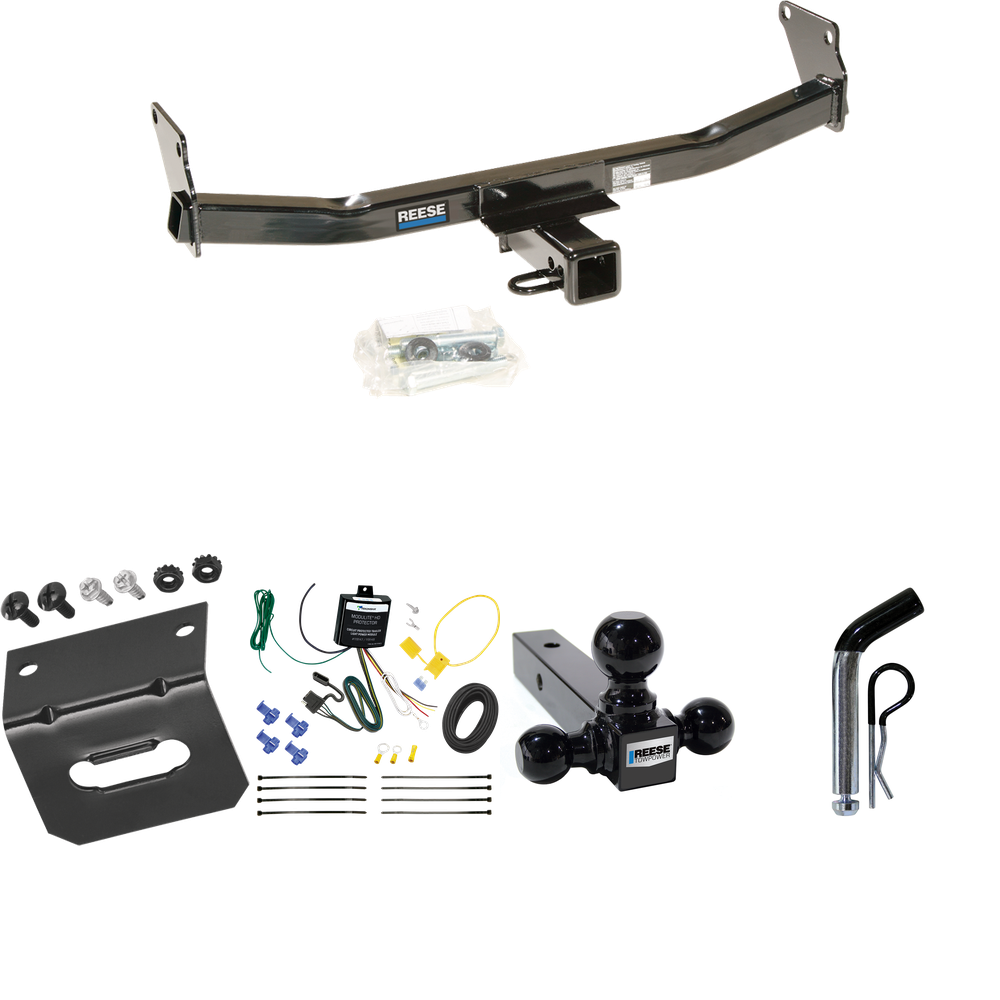 Fits 2007-2007 Jeep Patriot Trailer Hitch Tow PKG w/ 4-Flat Wiring Harness + Triple Ball Ball Mount 1-7/8" & 2" & 2-5/16" Trailer Balls + Pin/Clip + Wiring Bracket By Reese Towpower