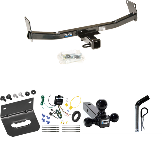 Fits 2007-2007 Jeep Patriot Trailer Hitch Tow PKG w/ 4-Flat Wiring Harness + Triple Ball Ball Mount 1-7/8" & 2" & 2-5/16" Trailer Balls + Pin/Clip + Wiring Bracket By Reese Towpower