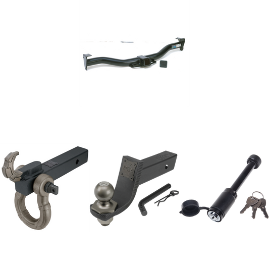 Fits 1996-2001 Oldsmobile Bravada Trailer Hitch Tow PKG + Interlock Tactical Starter Kit w/ 3-1/4" Drop & 2" Ball + Tactical Hook & Shackle Mount + Tactical Dogbone Lock By Reese Towpower