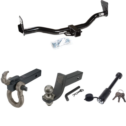 Fits 1995-2005 GMC Jimmy Trailer Hitch Tow PKG + Interlock Tactical Starter Kit w/ 3-1/4" Drop & 2" Ball + Tactical Hook & Shackle Mount + Tactical Dogbone Lock By Draw-Tite