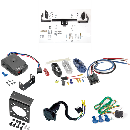 Fits 1985-1994 GMC S15 & Sonoma Trailer Hitch Tow PKG w/ Pro Series Pilot Brake Control + Generic BC Wiring Adapter + 7-Way RV Wiring (For w/Standard Bed & Step Bumper Models) By Reese Towpower