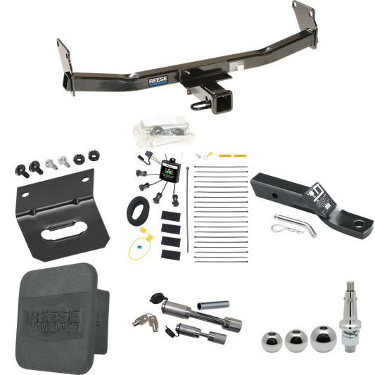 Fits 2007-2010 Jeep Compass Trailer Hitch Tow PKG w/ 4-Flat Zero Contact "No Splice" Wiring + Ball Mount w/ 2" Drop + Interchangeable Ball 1-7/8" & 2" & 2-5/16" + Wiring Bracket + Dual Hitch & Coupler Locks + Hitch Cover (For Rallye Edition Models) B