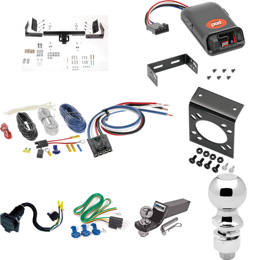 Fits 2004-2004 Ford Ranger Trailer Hitch Tow PKG w/ Pro Series POD Brake Control + Generic BC Wiring Adapter + 7-Way RV Wiring + 2" & 2-5/16" Ball & Drop Mount (Excludes: Flareside or w/Rear Fascia Models) By Reese Towpower