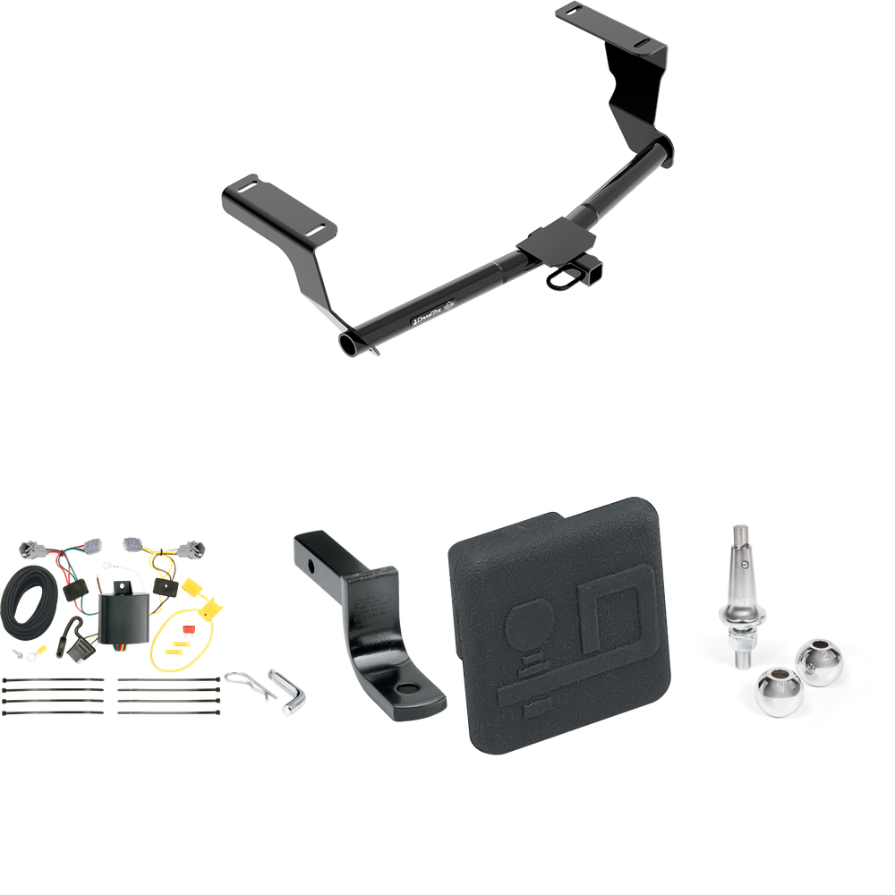 Fits 2012-2016 Subaru Impreza Trailer Hitch Tow PKG w/ 4-Flat Wiring Harness + Draw-Bar + Interchangeable 1-7/8" & 2" Balls + Hitch Cover (For Wagon, Except WRX STi & w/Quad Exhaust Outlets Models) By Draw-Tite