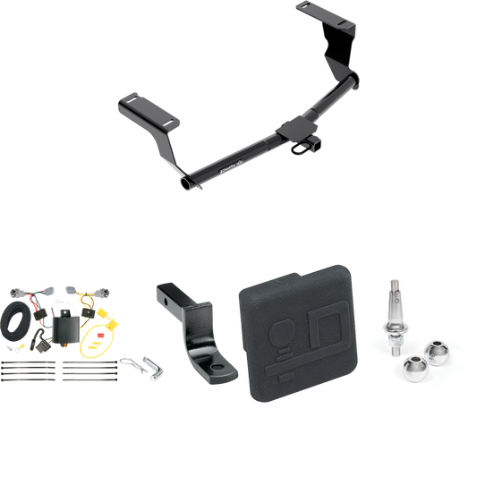 Fits 2012-2016 Subaru Impreza Trailer Hitch Tow PKG w/ 4-Flat Wiring Harness + Draw-Bar + Interchangeable 1-7/8" & 2" Balls + Hitch Cover (For Wagon, Except WRX STi & w/Quad Exhaust Outlets Models) By Draw-Tite