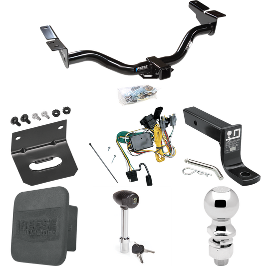 Fits 2001-2003 Ford Escape Trailer Hitch Tow PKG w/ 4-Flat Wiring + Ball Mount w/ 4" Drop + 2-5/16" Ball + Wiring Bracket + Hitch Lock + Hitch Cover By Reese Towpower