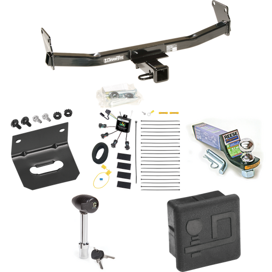 Fits 2007-2010 Jeep Compass Trailer Hitch Tow PKG w/ 4-Flat Zero Contact "No Splice" Wiring + Starter Kit Ball Mount w/ 2" Drop & 1-7/8" Ball + Wiring Bracket + Hitch Lock + Hitch Cover (For Rallye Edition Models) By Draw-Tite