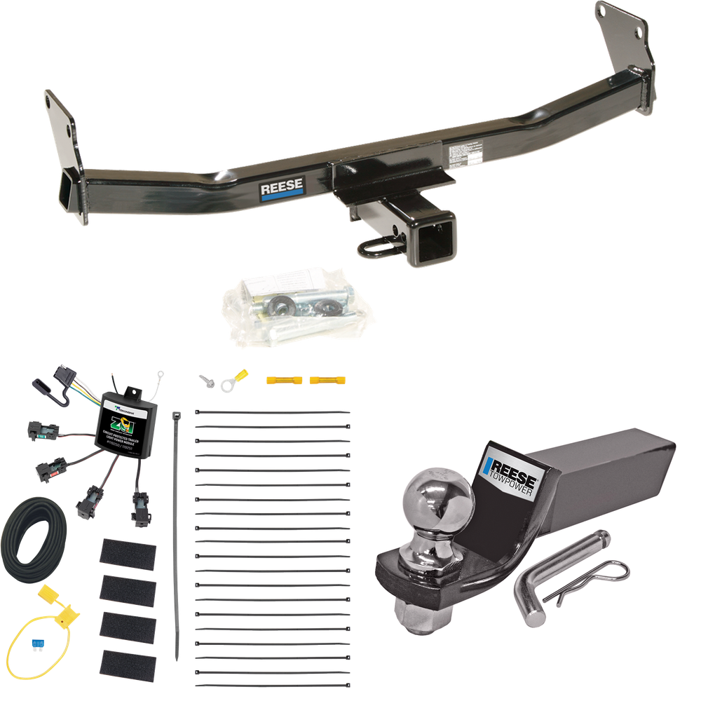 Fits 2007-2007 Jeep Patriot Trailer Hitch Tow PKG w/ 4-Flat Zero Contact "No Splice" Wiring + Starter Kit Ball Mount w/ 2" Drop & 2" Ball By Reese Towpower