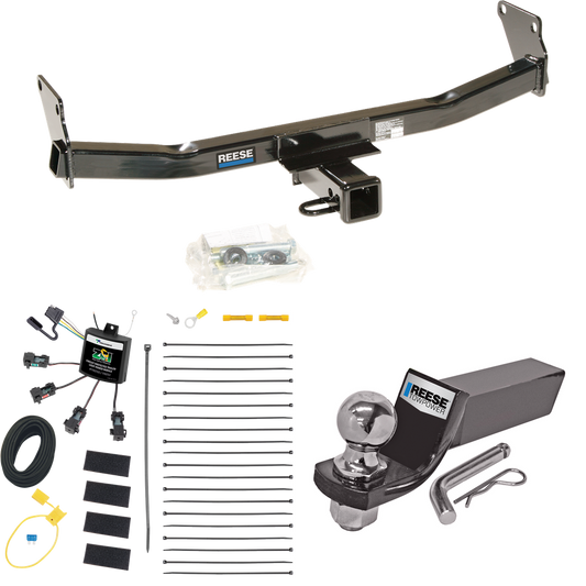 Fits 2007-2007 Jeep Patriot Trailer Hitch Tow PKG w/ 4-Flat Zero Contact "No Splice" Wiring + Starter Kit Ball Mount w/ 2" Drop & 2" Ball By Reese Towpower