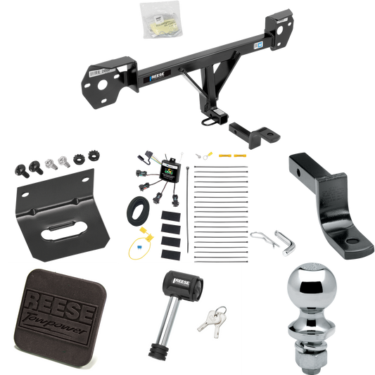 Fits 2017-2020 Toyota 86 Trailer Hitch Tow PKG w/ 4-Flat Zero Contact "No Splice" Wiring Harness + Draw-Bar + 1-7/8" Ball + Wiring Bracket + Hitch Cover + Hitch Lock By Reese Towpower