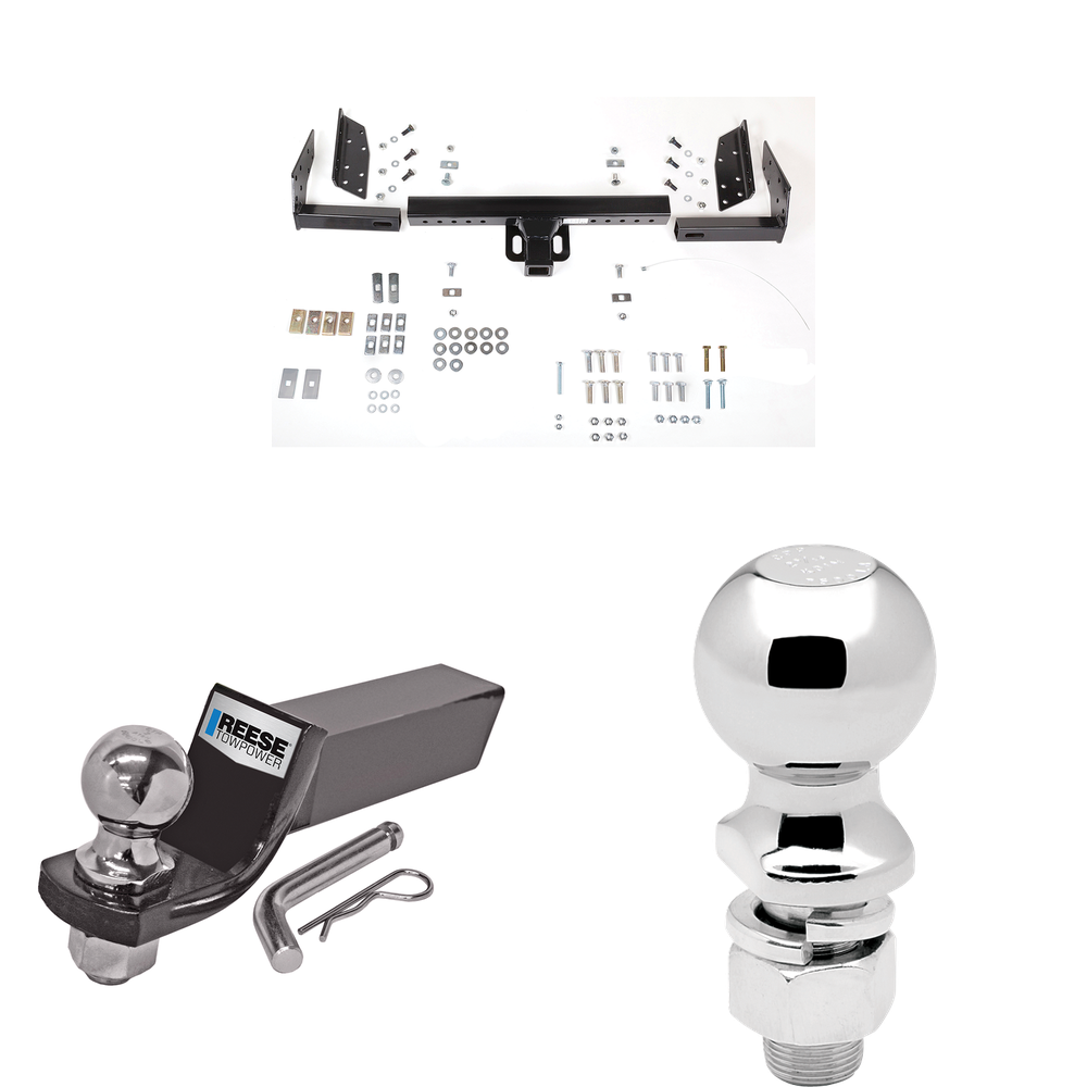 Fits 1995-2004 Chevrolet S10 Trailer Hitch Tow PKG w/ Starter Kit Ball Mount w/ 2" Drop & 2" Ball + 2-5/16" Ball (For w/Standard Bed & Step Bumper Models) By Reese Towpower