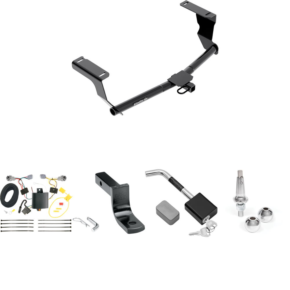 Fits 2012-2016 Subaru Impreza Trailer Hitch Tow PKG w/ 4-Flat Wiring Harness + Draw-Bar + Interchangeable 1-7/8" & 2" Balls + Hitch Lock (For Wagon, Except WRX STi & w/Quad Exhaust Outlets Models) By Draw-Tite