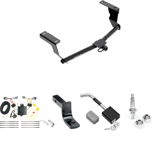 Fits 2012-2016 Subaru Impreza Trailer Hitch Tow PKG w/ 4-Flat Wiring Harness + Draw-Bar + Interchangeable 1-7/8" & 2" Balls + Hitch Lock (For Wagon, Except WRX STi & w/Quad Exhaust Outlets Models) By Draw-Tite